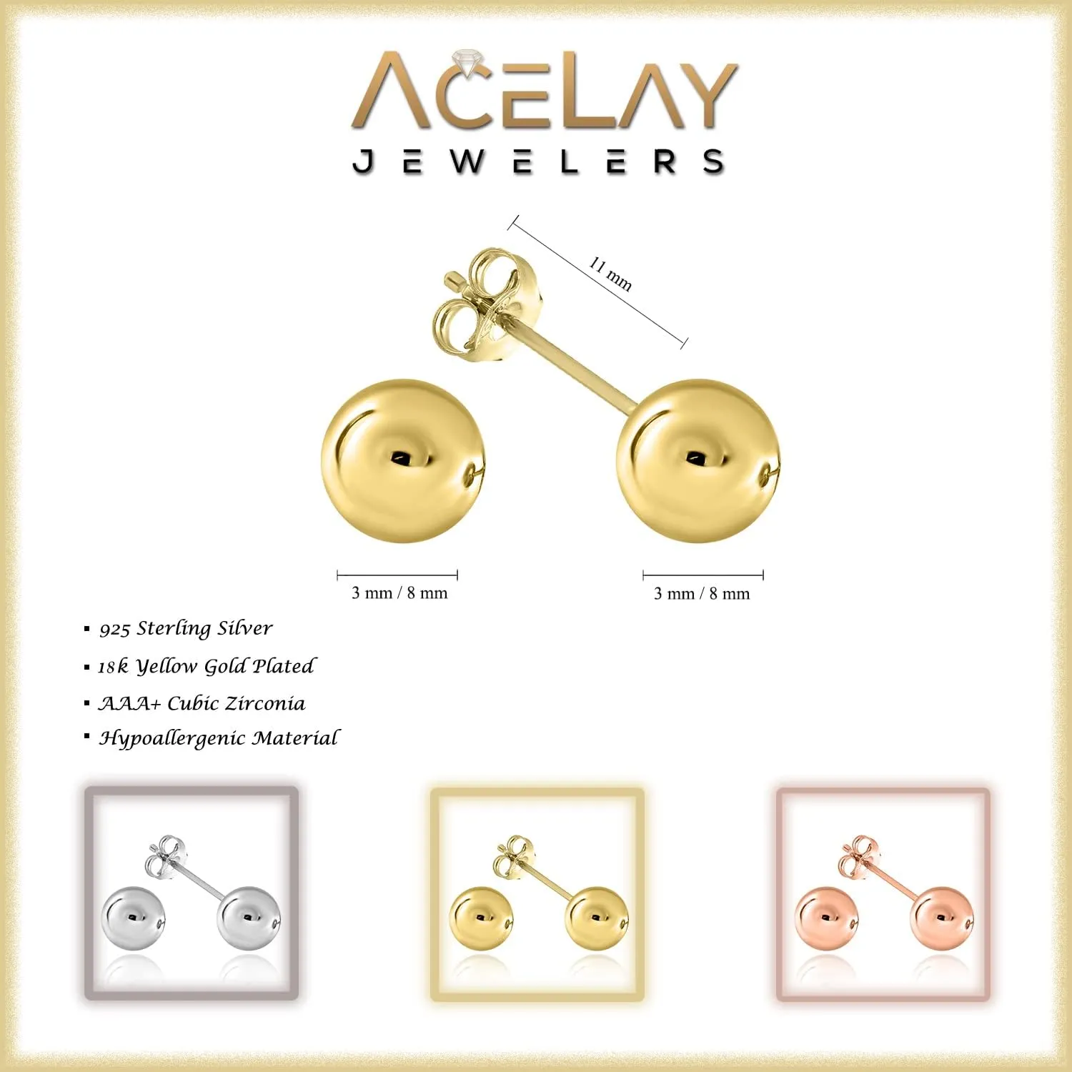 18k Gold Plated 925 Sterling Silver Freshwater Pearls Earrings Studs AAA  Handpicked Cultured Pearl earrings| Hypoallergenic Earrings Gold Ball Stud Earrings for Women