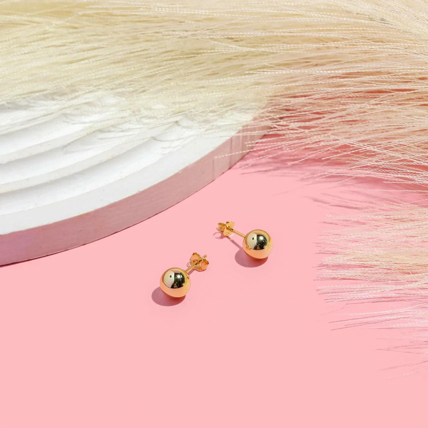 18k Gold Plated 925 Sterling Silver Freshwater Pearls Earrings Studs AAA  Handpicked Cultured Pearl earrings| Hypoallergenic Earrings Gold Ball Stud Earrings for Women