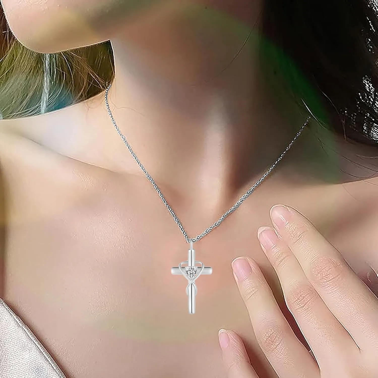 18K Gold Plated Cross Necklace for Women, 925 Sterling Silver Necklaces for Women, Infinity Heart Jewelry with 5A Cubic Zirconia, Anniversary Birthday Baptism Christian Gifts for Women Wife Her