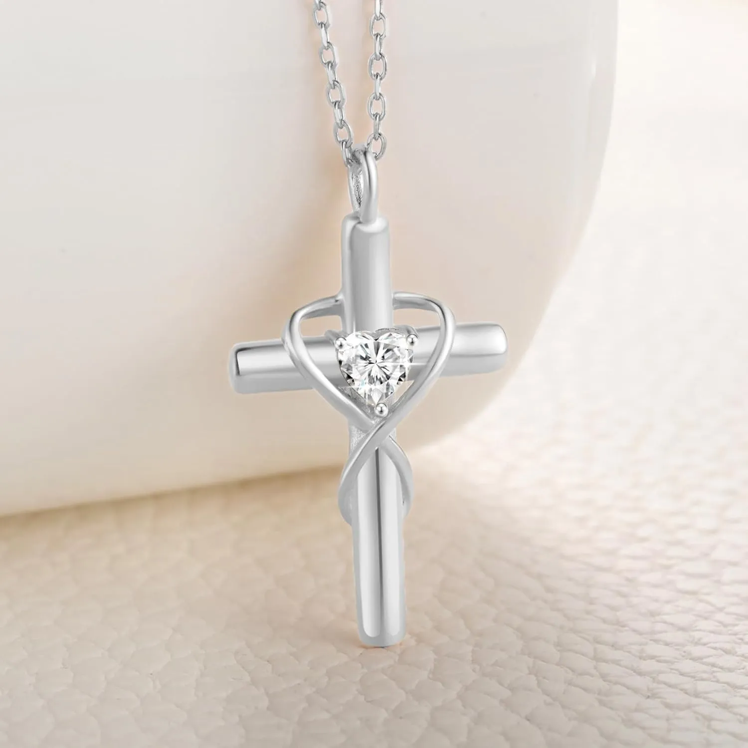 18K Gold Plated Cross Necklace for Women, 925 Sterling Silver Necklaces for Women, Infinity Heart Jewelry with 5A Cubic Zirconia, Anniversary Birthday Baptism Christian Gifts for Women Wife Her