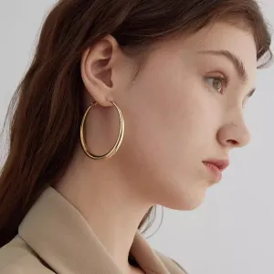 18K Gold Plated Hoop Earring for Women with Sterling Silver Post
