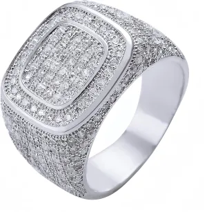 18K Gold Rings Cluster Diamond Band Micropave Mens Bling Ring Square Crystal Zircon Little Finger Ring for Men