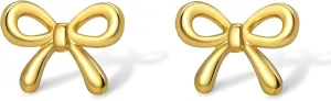 18k Minimalist Gold Plated Bow Earrings for Women Bow Stud Earrings Set Bow Jewelry Gifts