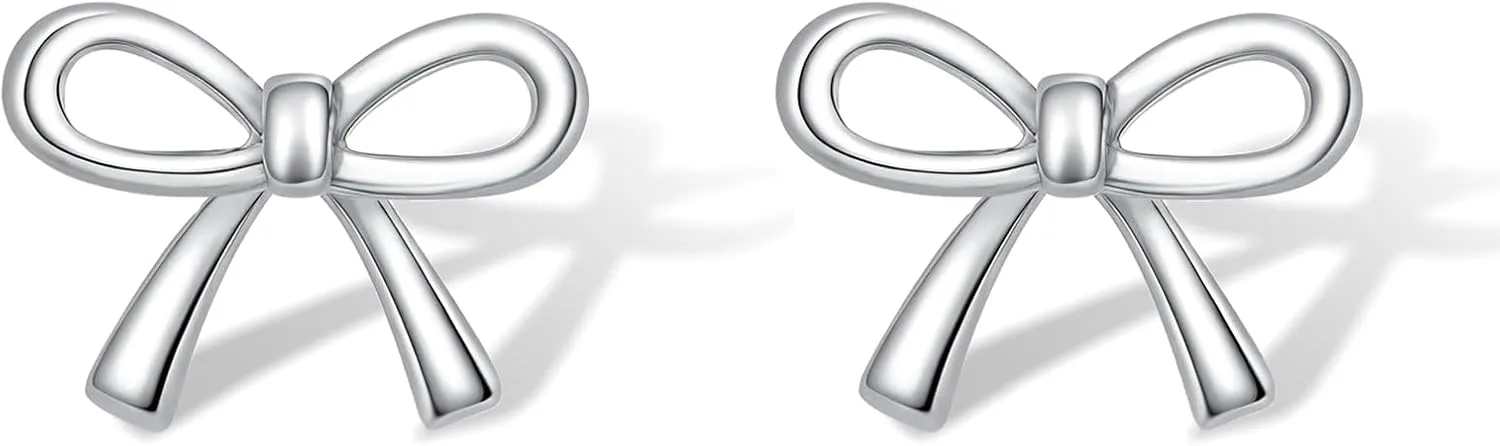 18k Minimalist Gold Plated Bow Earrings for Women Bow Stud Earrings Set Bow Jewelry Gifts