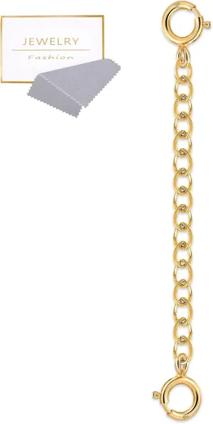 18K Solid Gold Extender for Necklace Bracelet Real Durable Adjustable Chain Gold Extension for Women 2 Inches