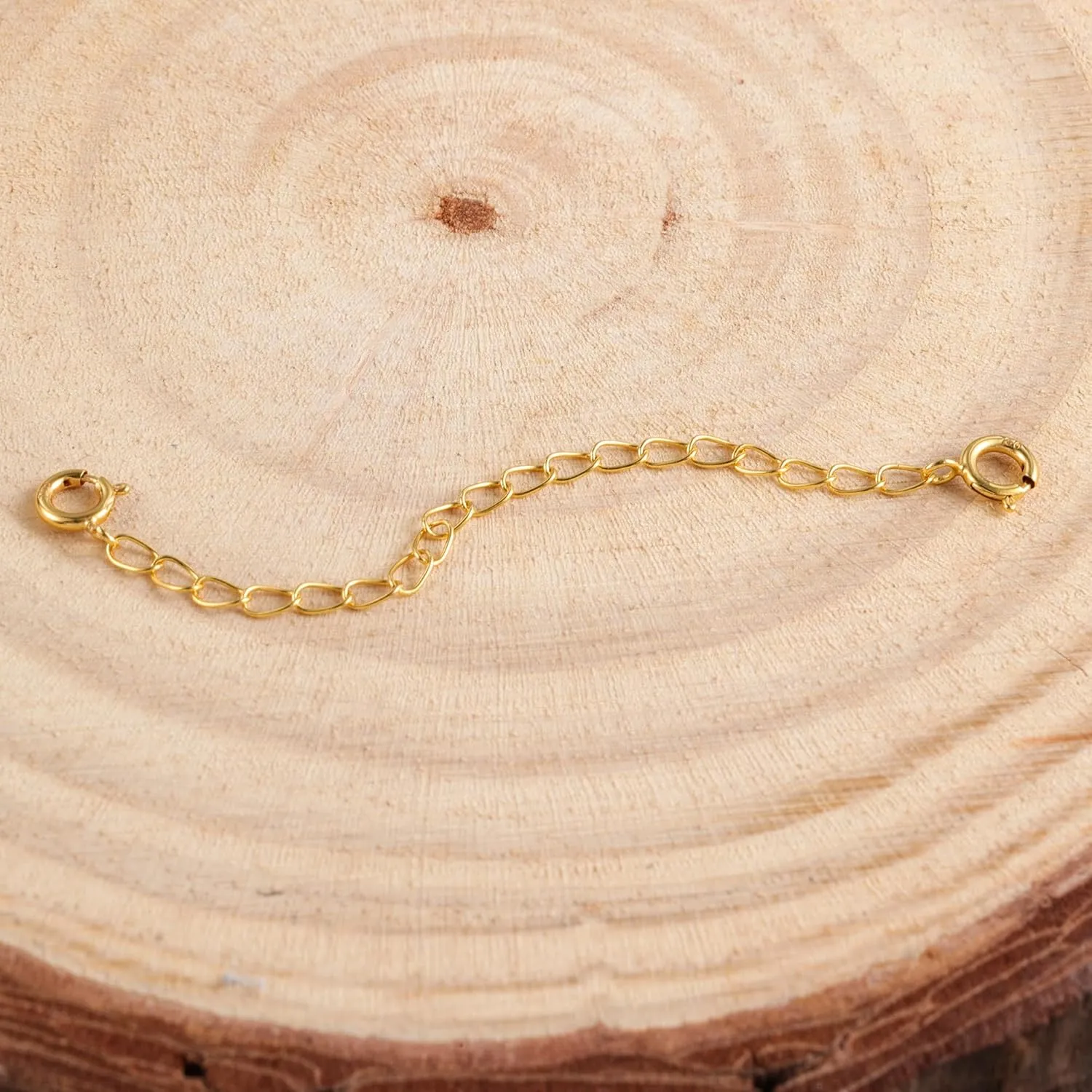 18K Solid Gold Extender for Necklace Bracelet Real Durable Adjustable Chain Gold Extension for Women 2 Inches