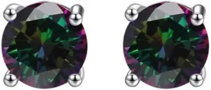 18k White Gold Plated 1/4 Carat Round Created Mystic Topaz Stud Earrings 4mm