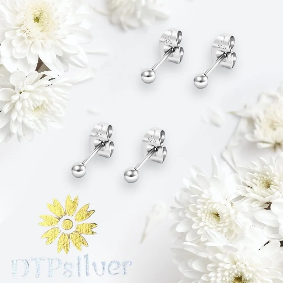 2 PAIRS 925 sterling silver stud earrings for women - tiny stud earrings - 24K Yellow or 18K Rose Gold Plated balls - small gold stud earrings - earrings studs pack - Diameter: 2, 3 or 4 mm