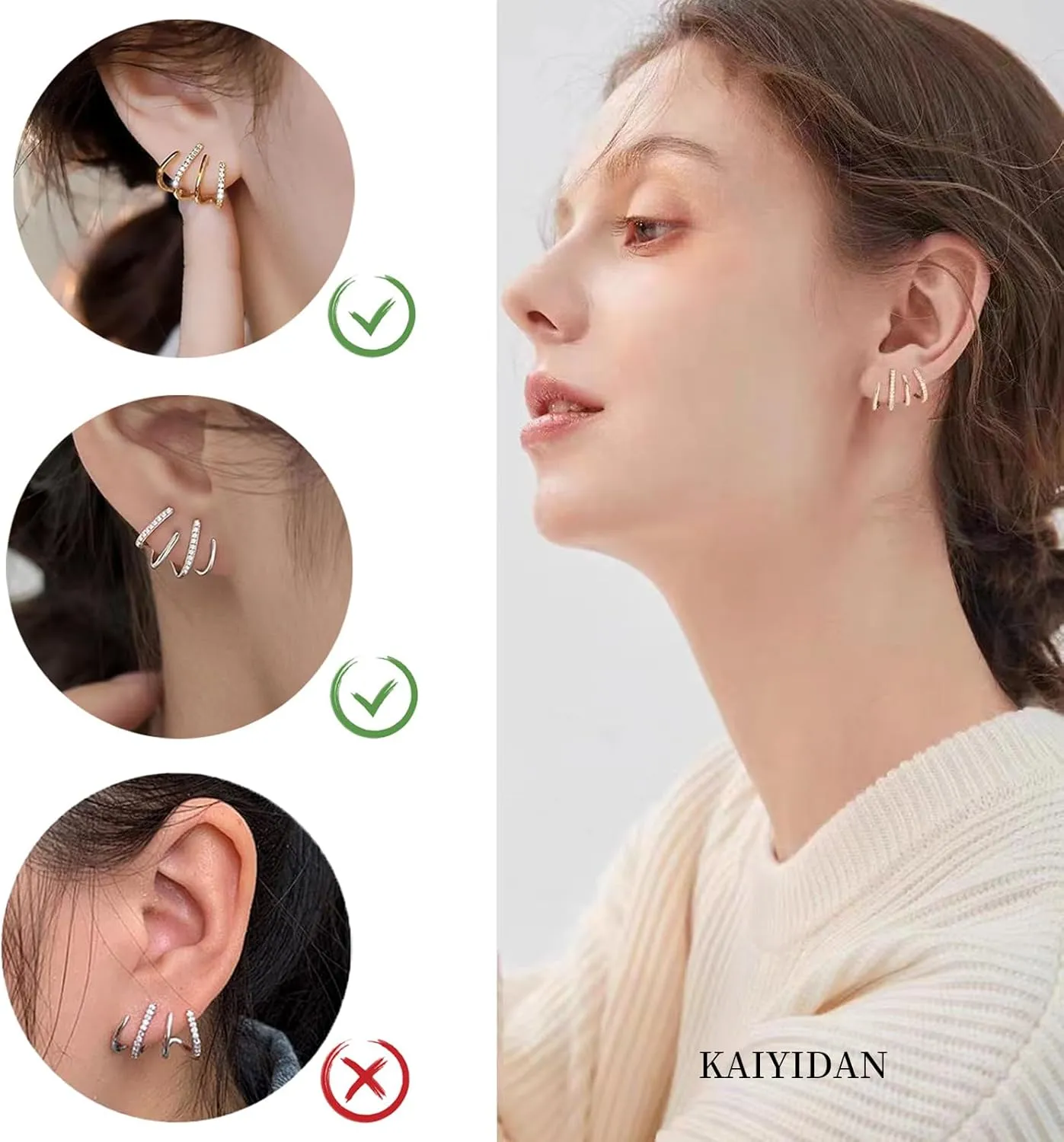 2 Pairs Cubic Zirconia Huggie Hoop earrings For Women Men 925 Sterling Silver Gold/Silver Hoops CZ Hoops Earings Set,18k Gold Plated Cartilage Samll Dangle Hoops,Dainty Accessories Jewelry Gifts.