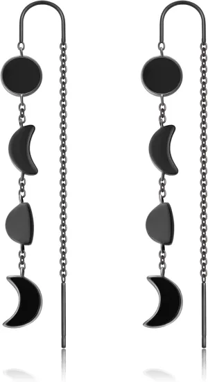 2 Pairs S925 Sterling Silver Chain Threader Earrings For Women Bar Wrap Threader Dangle Drop Earrings Lightweight Minimalist Hypoallergenic Earrings Anniversary Jewelry