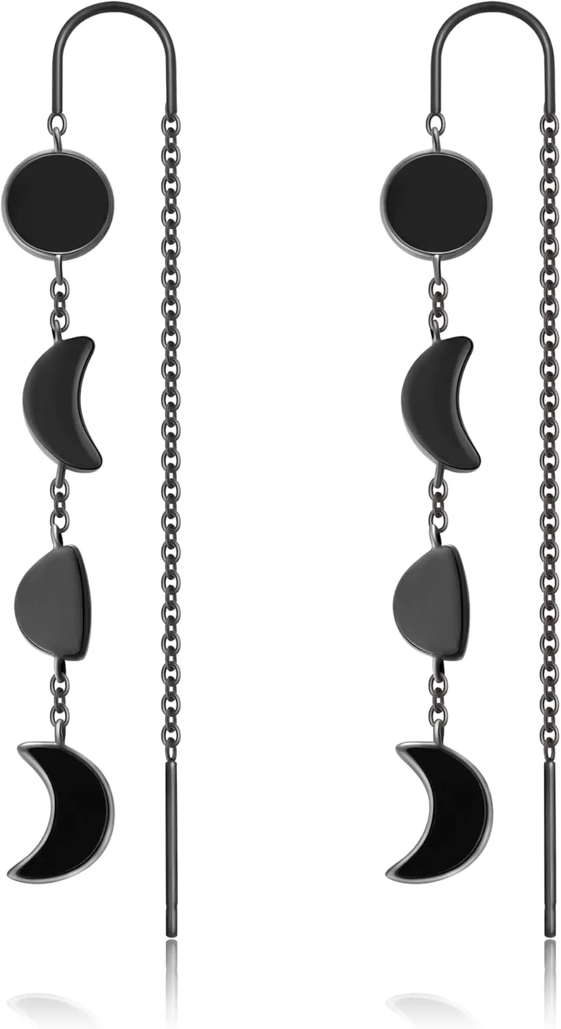 2 Pairs S925 Sterling Silver Chain Threader Earrings For Women Bar Wrap Threader Dangle Drop Earrings Lightweight Minimalist Hypoallergenic Earrings Anniversary Jewelry