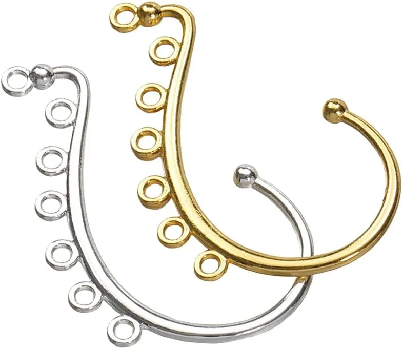 20 Pcs 7 Holes Ear Cuff Earrings Ear Wrap Earring Hooks Wrap Around Earrings Cuffs No Piercing Ear Clips Clip On Ear Piercings Earring Making Supplies