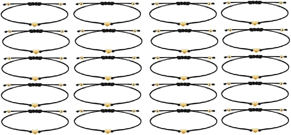 20 Pcs Women Men Simple Heart Bracelet Adjustable Rope String Lucky Gift Bracelet For Birthday Holiday Anniversary