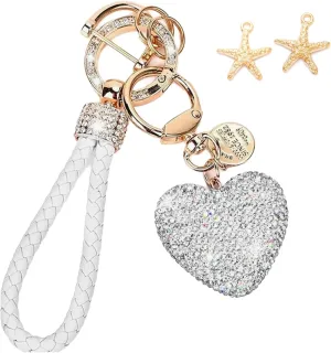 2024 Cute Key Chains for Car, Bling Heart Rhinestone Keychain for Women Bling Car Keychain for Women Girls