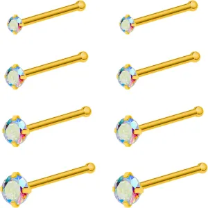 20G 18G Nose Rings Studs Stainless Steel Nose Rings for Women Men Round CZ Nose Bone L Shaped Screw Nose Stud Ring Set Nostril Piercing Jewelry Silver Gold Black