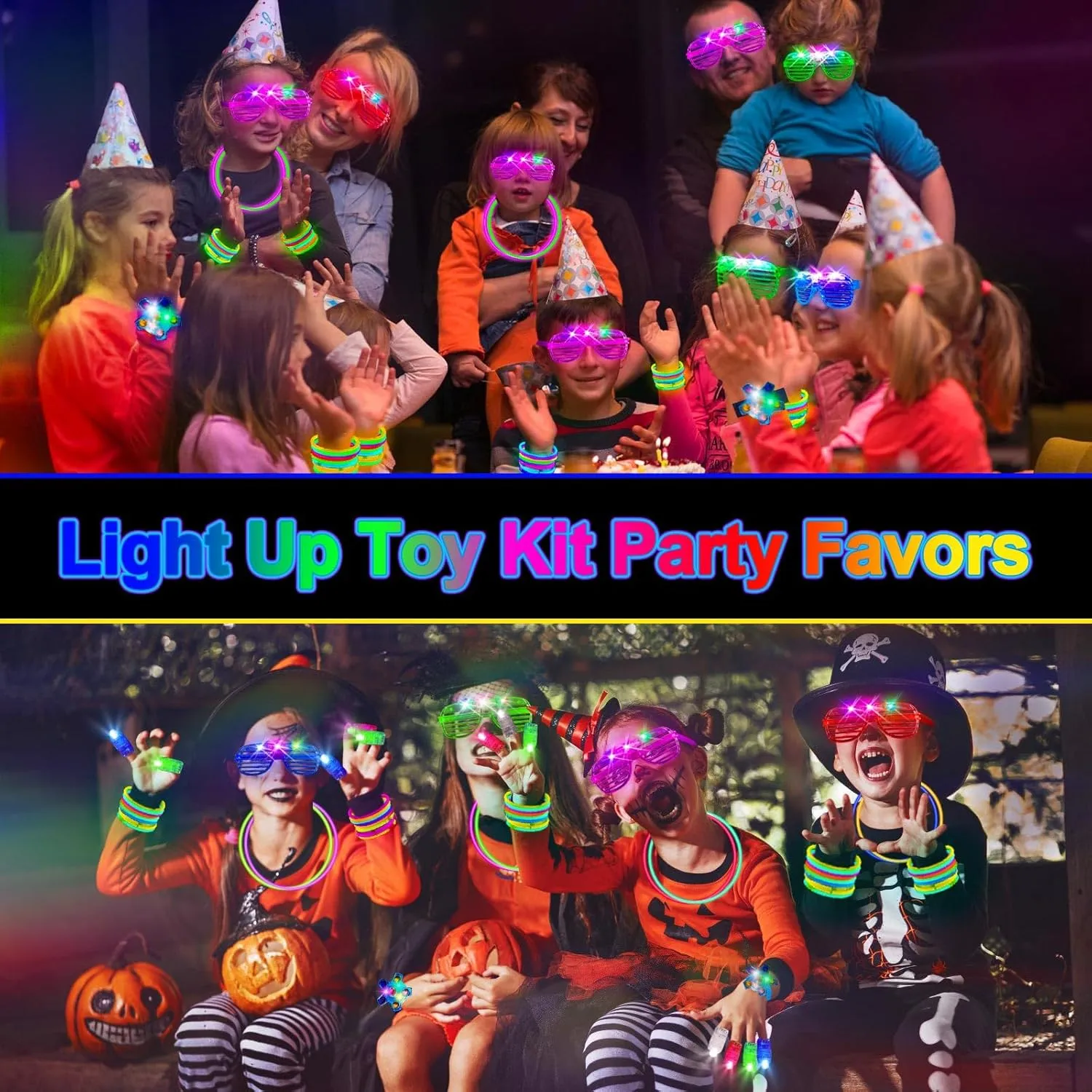 244 Pack Glow in the Dark Party Supplies for Kids, Neon Party Favors, Glow Party Favors for Kids 8-12, Kids Led Light Up Party Favor