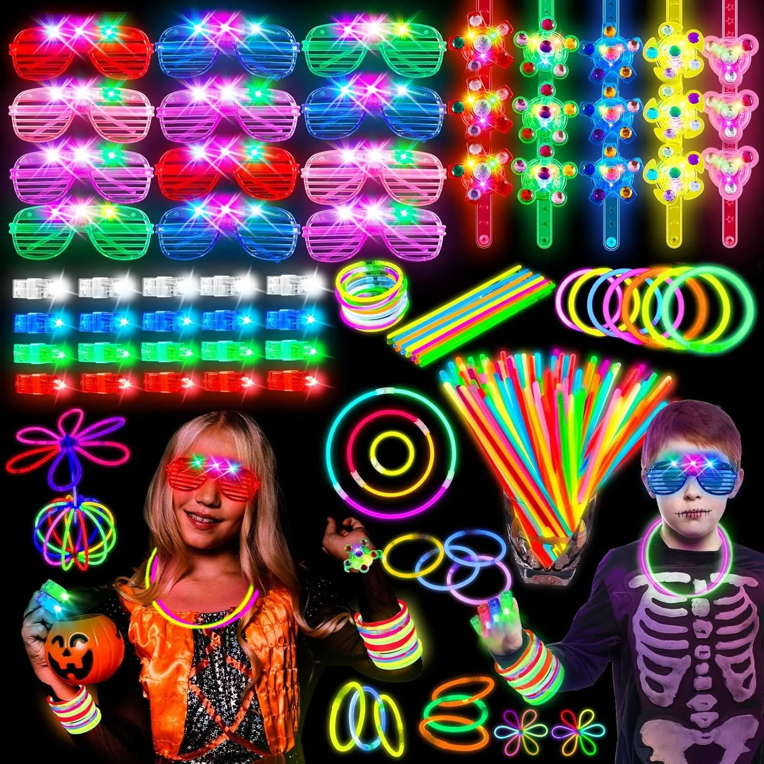 244 Pack Glow in the Dark Party Supplies for Kids, Neon Party Favors, Glow Party Favors for Kids 8-12, Kids Led Light Up Party Favor