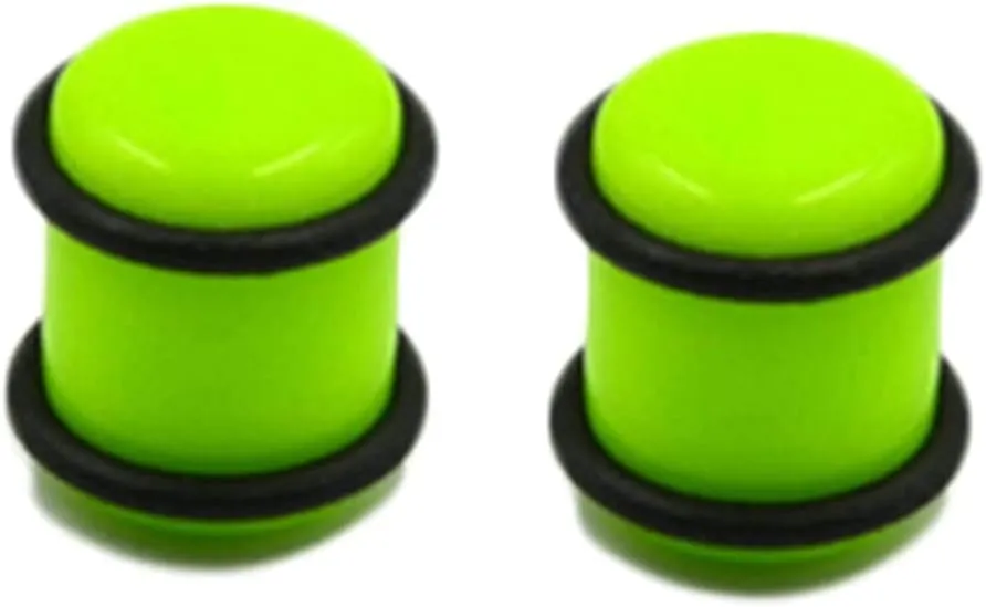 2Pcs Acrylic Gauge Earrings, Light Green Tunnels for Ears 8G Light Green Cylinder Tunnel Plugs for Ears