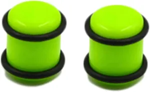 2Pcs Acrylic Gauge Earrings, Light Green Tunnels for Ears 8G Light Green Cylinder Tunnel Plugs for Ears
