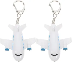 2pcs Airplane Keychain, Airplane Led Light up Keychains with Sound, Cute Multi-Purpose Key Ring for Kids, Backpack, Mobile Phone, Wallet Decoration, 3.93 * 2.16 * 0.78inch
