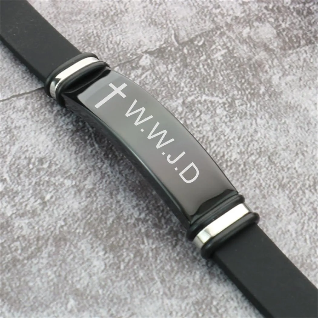 2Pcs Cross WWJD Bracelet Adjustable WWJD HWLF Silicone Wristband Christian Religious Jewelry for Women Men
