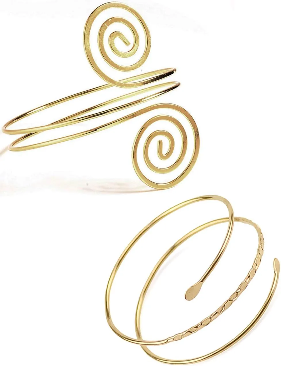 2Pcs Minimalist Simple Swirl Upper Arm Cuff Bracelets for Women Girls Arm Bangle Armlets Adjustable