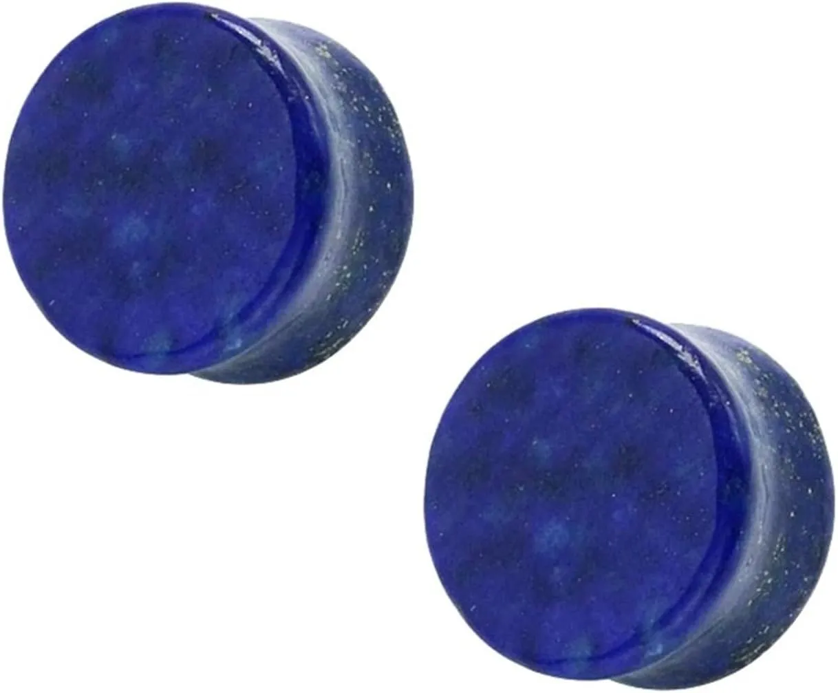 2Pcs Unique Ear Gauges for Men, Gages Jewelry Lapis Lazuli Plugs Stone Fun Gifts for Men Fun Gifts for Men