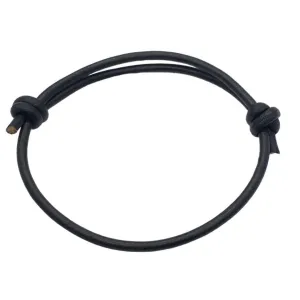 3 mm Men Genuine Leather Bracelet - Handmade Adjustable Cuff, Mens Minimalism Leather Wrap Wristband, Simple Accessories, Premium Leather, Women Gift To Boyfriend, Pulsera Hombre (Black)