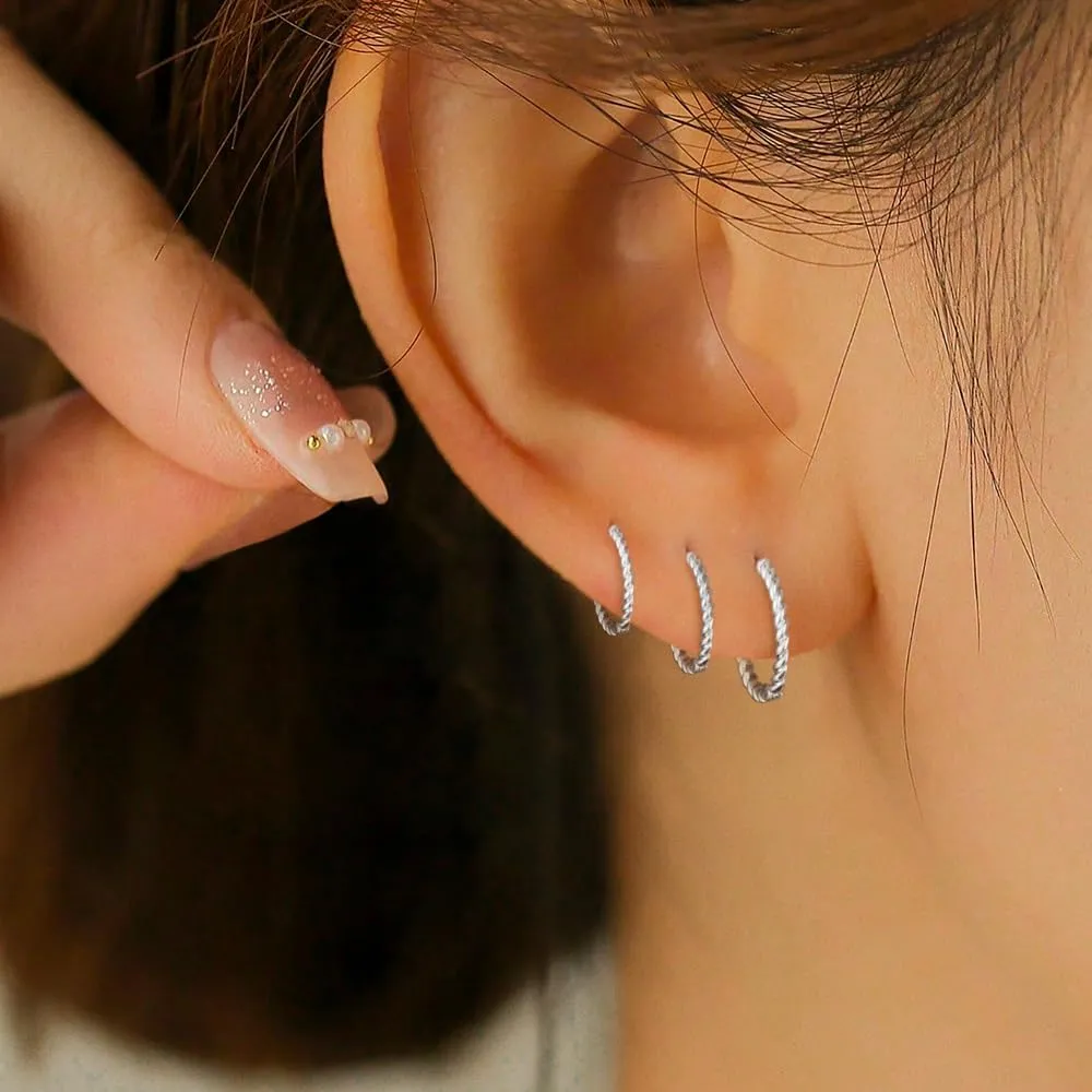 3 Pairs Gold/Silver Hoop Earrings Set for Women,Dainty Cubic Zirconia Hoop Earrings Women Stack Hypoallergenic Trendy Pack Jewelry