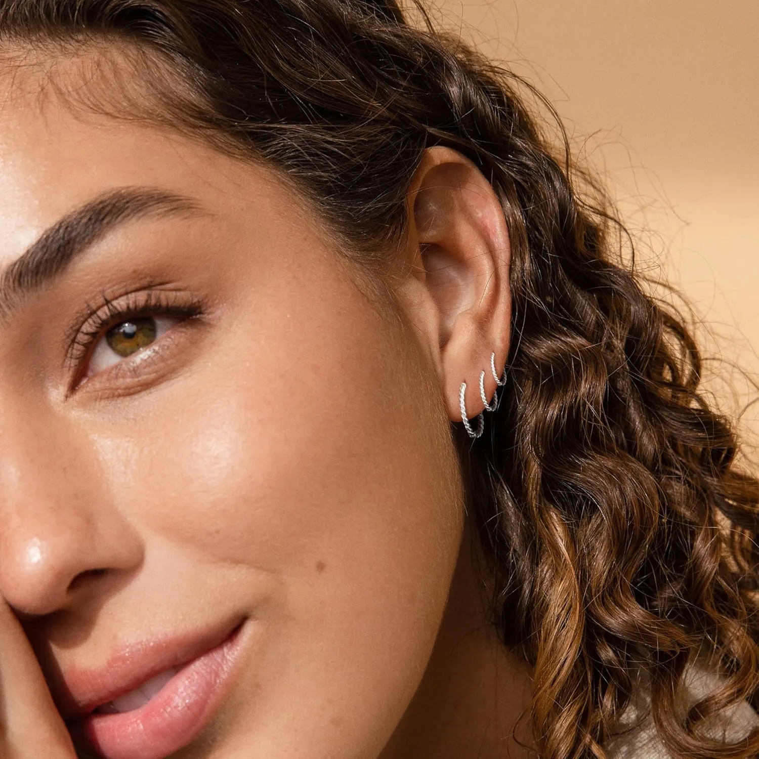 3 Pairs Gold/Silver Hoop Earrings Set for Women,Dainty Cubic Zirconia Hoop Earrings Women Stack Hypoallergenic Trendy Pack Jewelry