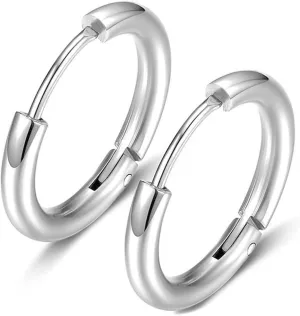 316 Stainless Steel Huggie Hoop Earrings, 10mm/12mm, Hypoallergenic, Lightweight