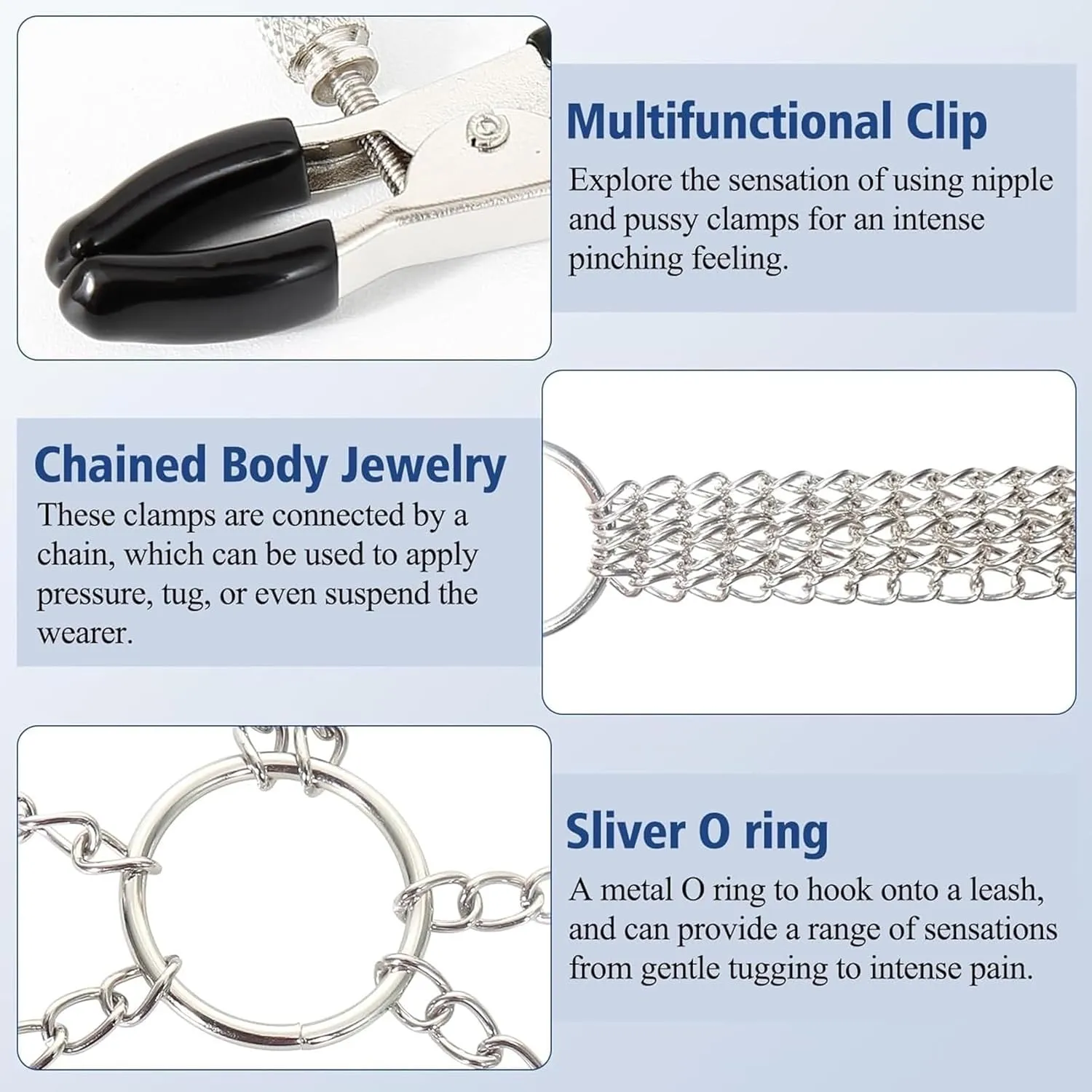 316L Nipple Clamp Adjustable Pressure Pearl Body Chains Necklace Stainless Steel Ring Non Piercing Body for Women Jewelry