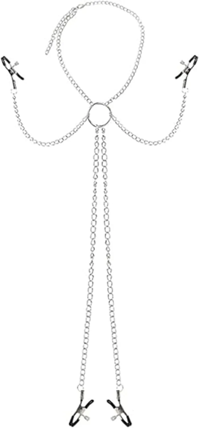 316L Nipple Clamp Adjustable Pressure Pearl Body Chains Necklace Stainless Steel Ring Non Piercing Body for Women Jewelry