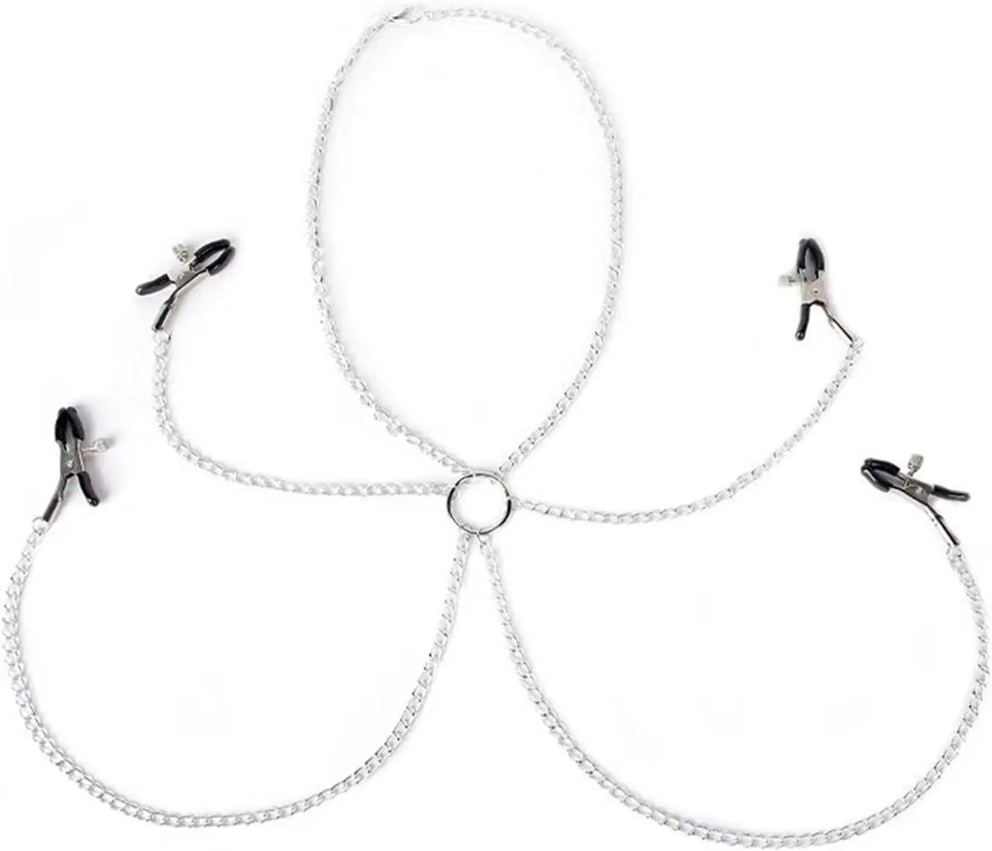 316L Nipple Clamp Adjustable Pressure Pearl Body Chains Necklace Stainless Steel Ring Non Piercing Body for Women Jewelry