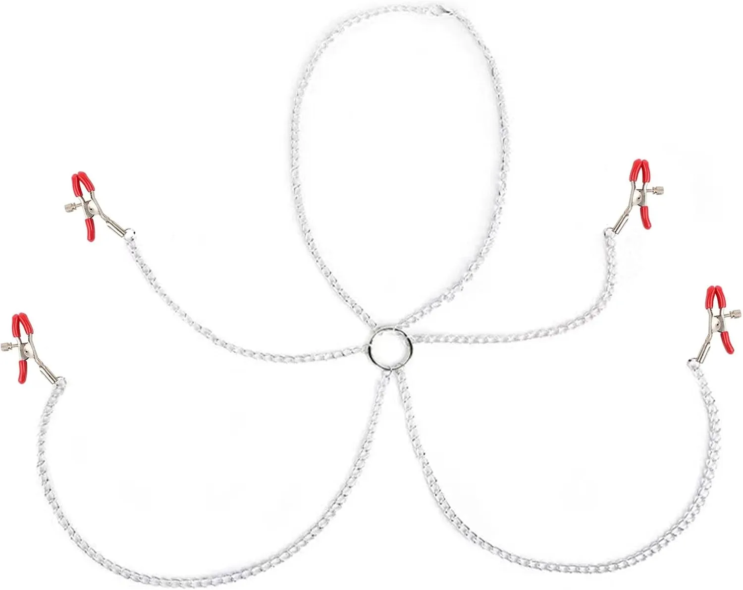 316L Nipple Clamp Adjustable Pressure Pearl Body Chains Necklace Stainless Steel Ring Non Piercing Body Jewelry for Women