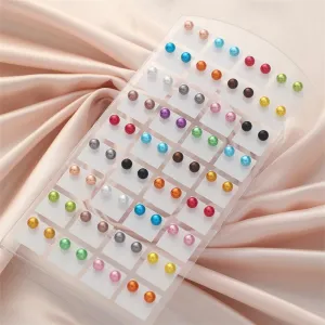 36 Pairs Imitation Pearl Earrings Round Ball Ear Studs Colorful Faux Mixed Sizes Stud Earrings Set for Women Classic Bohemian Turquoise Oval Jewelry Gifts