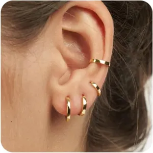 4 Pairs Gold Hoop Earrings for Women, 14K Gold Plated Chunky Earrings Set for Women, Girls Gift Huggie Hoop Earring Lightweight