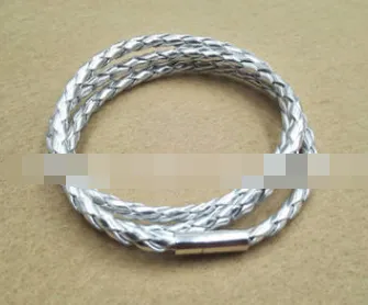 4MM Three Circle Simple Multi-layer Winding Plug Buckle Woven Leather Multi-color Bracelet