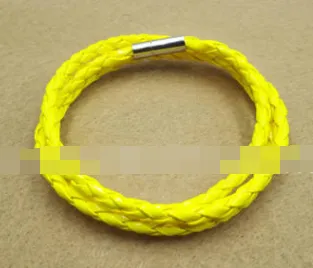 4MM Three Circle Simple Multi-layer Winding Plug Buckle Woven Leather Multi-color Bracelet