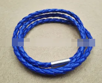 4MM Three Circle Simple Multi-layer Winding Plug Buckle Woven Leather Multi-color Bracelet