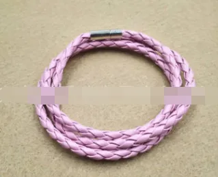 4MM Three Circle Simple Multi-layer Winding Plug Buckle Woven Leather Multi-color Bracelet