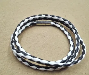 4MM Three Circle Simple Multi-layer Winding Plug Buckle Woven Leather Multi-color Bracelet
