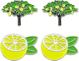 4Pcs Cute Lemon Tree Pin Badge for Clothes Backpacks and Hats Fun DIY Metal Accessory