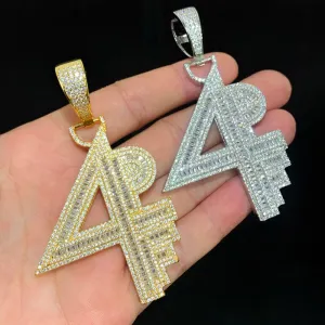 4PF For Pocket Full Pendant Necklace for Hip Hop Men Boy Iced Out Bling Micro Paved Rectangle Round 5A CZ Rock Punk Jewelry