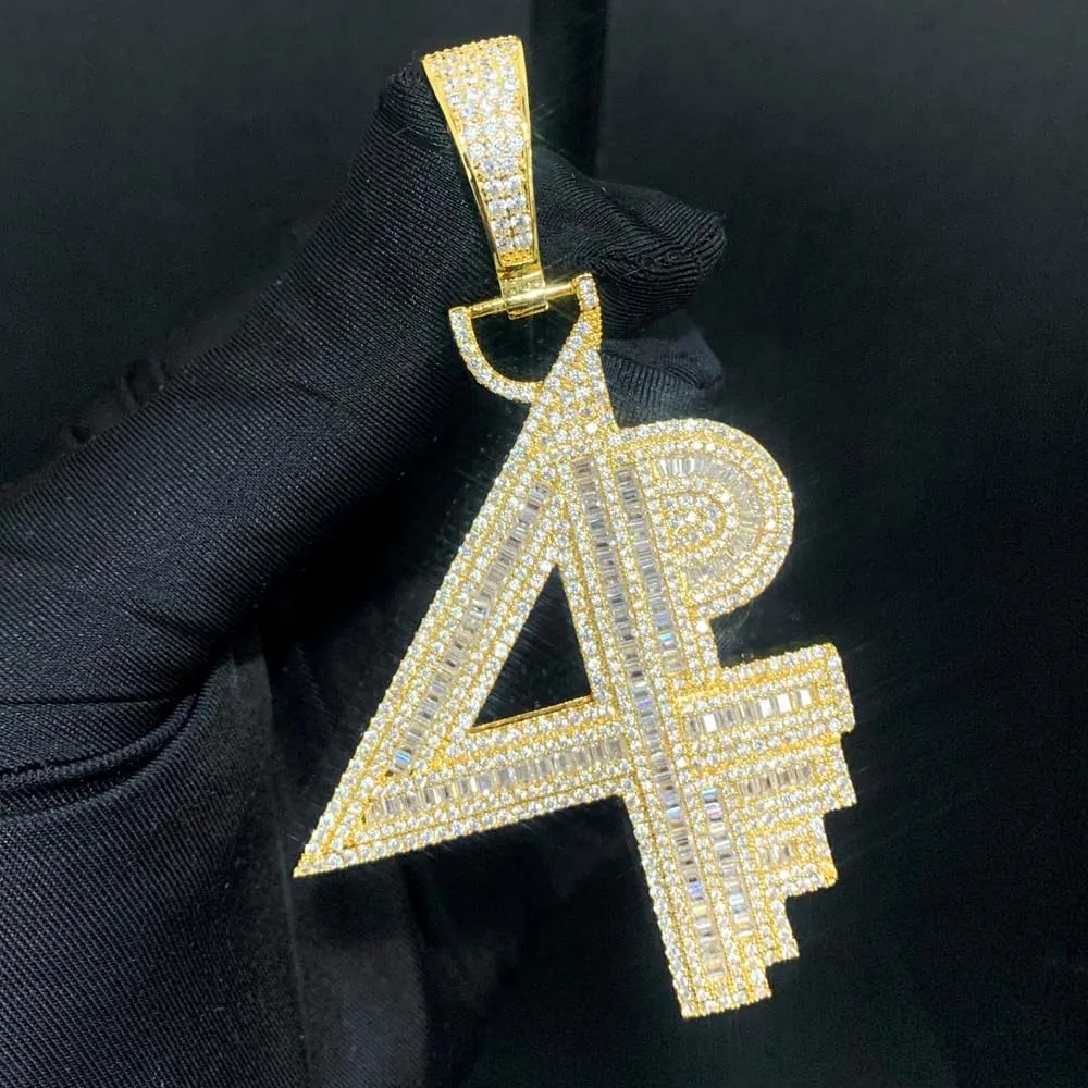 4PF For Pocket Full Pendant Necklace for Hip Hop Men Boy Iced Out Bling Micro Paved Rectangle Round 5A CZ Rock Punk Jewelry