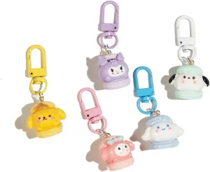 5 Pack Colored Macaron Anime Keychains Womens Pop Cartoon Charms For Airpods Case, Kawaii Personalized Animal Purse Charm Cute Keychain Women Customized Small Key Chains Pack