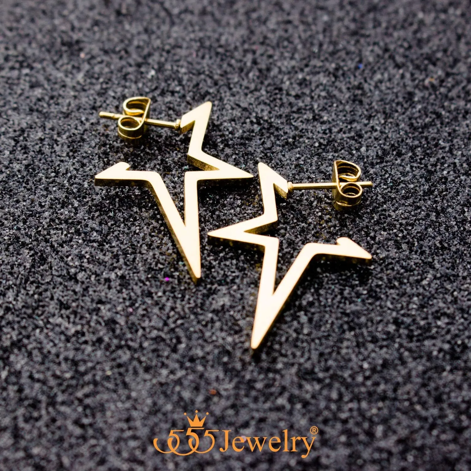 555Jewelry Nickel Free Edgy Open Shooting Star Stud Hoop Earrings for Ladies & Women