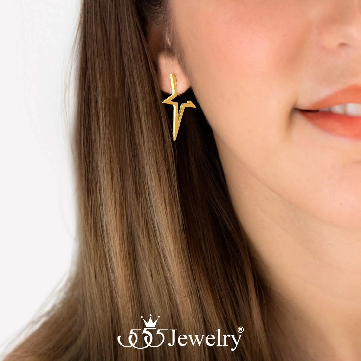 555Jewelry Nickel Free Edgy Open Shooting Star Stud Hoop Earrings for Ladies & Women