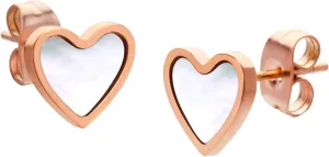 555Jewelry Small Delicate Mother of Pearl Heart Stud Earrings for Ladies & Women
