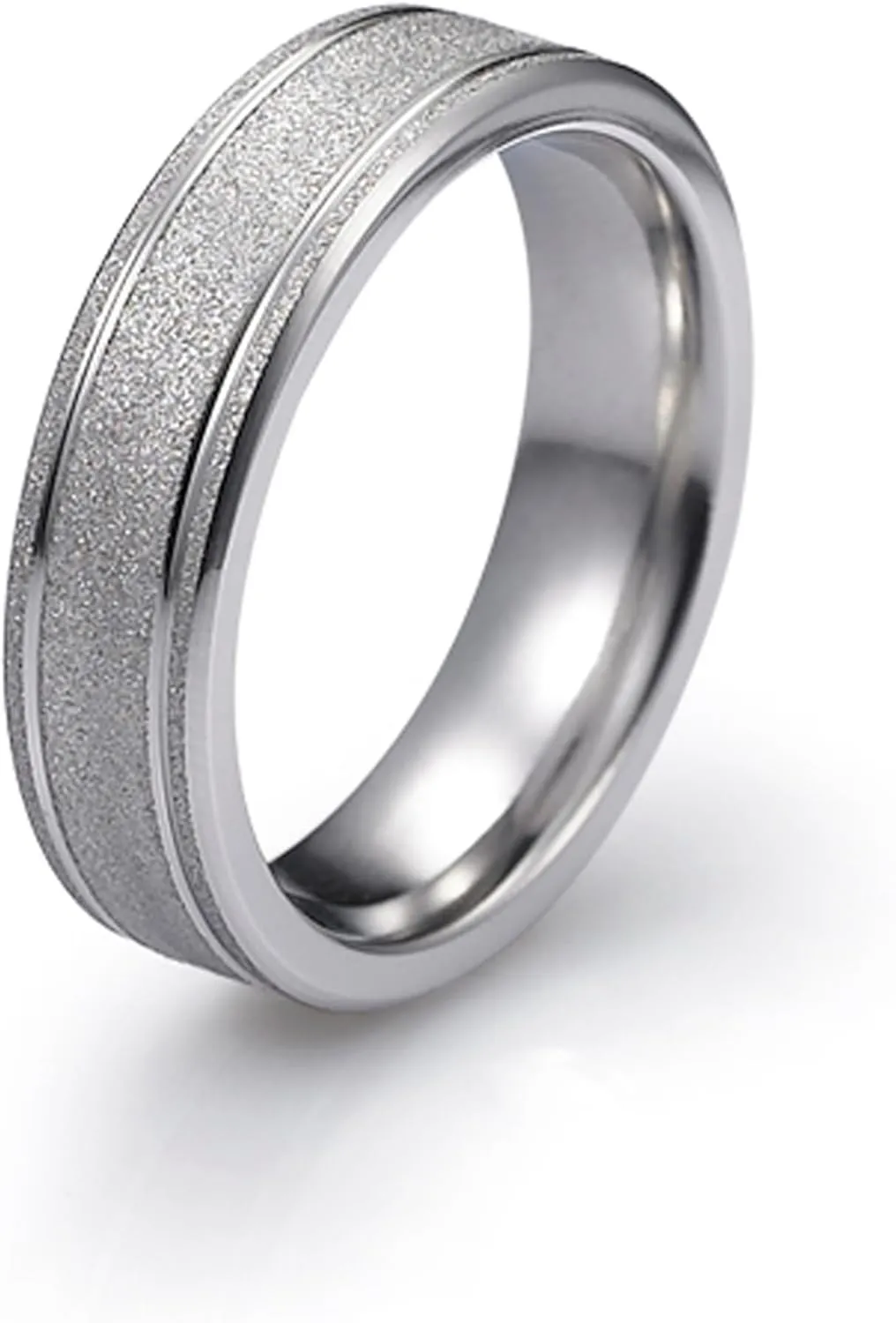 6mm Cobalt Wedding Band for Couples Stone Flat Finish Wedding Ring Two Thin Grooves Comfort Fit SZ 6-12